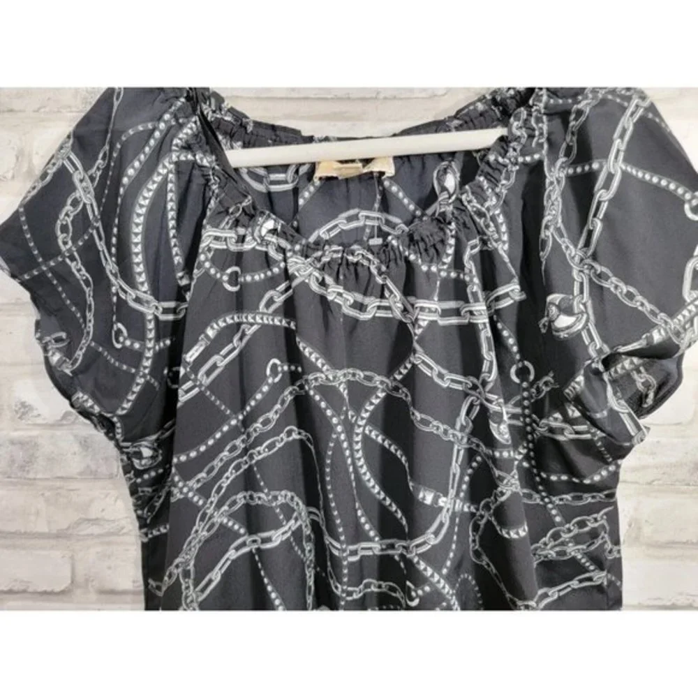 MICHAEL KORS Women’s Short Sleeve Cap Sleeve Black SIlver Faux Jewelry‎ Look Med